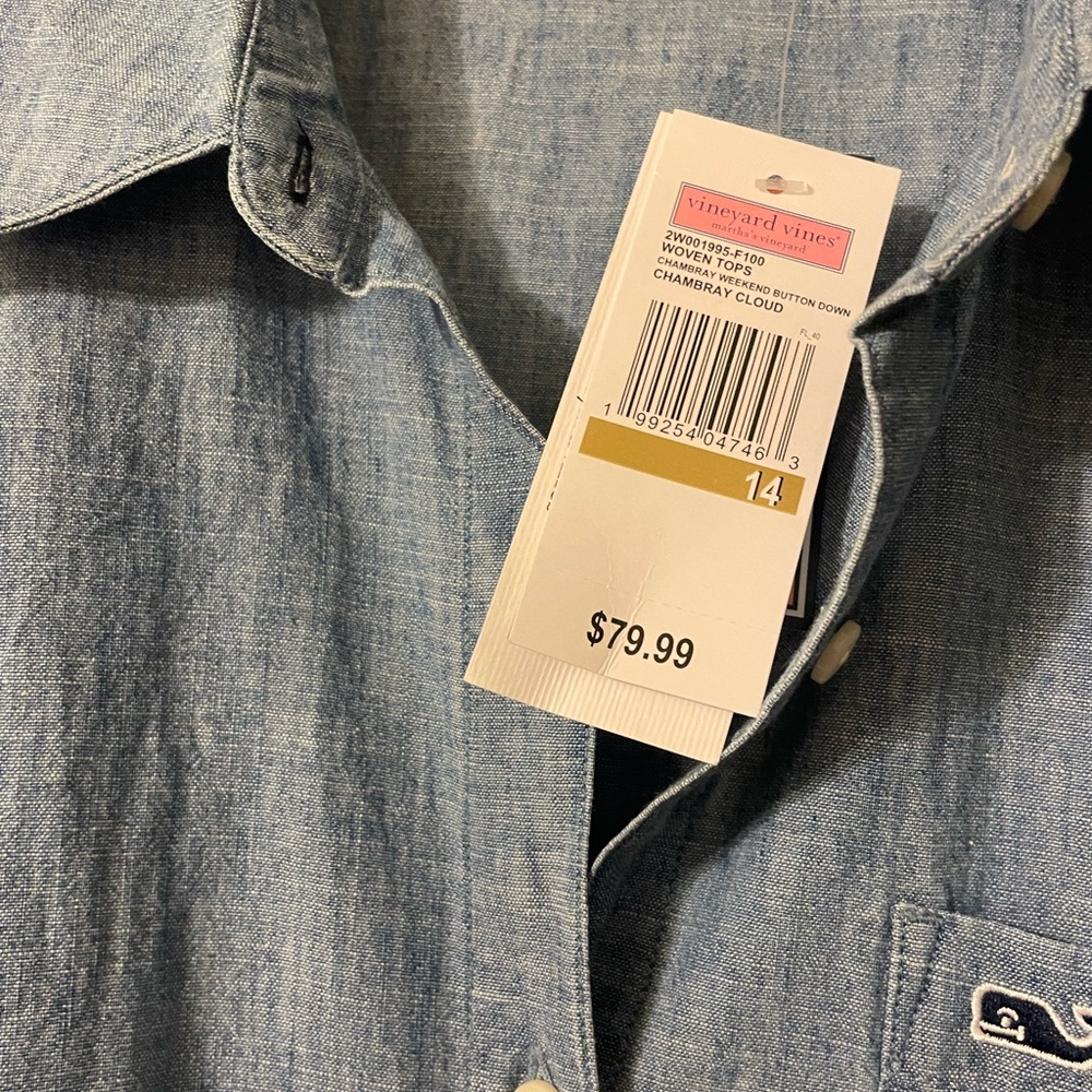 Vineyard Vines Chambray cloud Blue Button Down Sh… - image 3